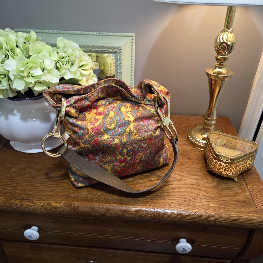 JPK Paris 75 Paisley Purse With Beautiful Yellow, Blue And Pink Colors